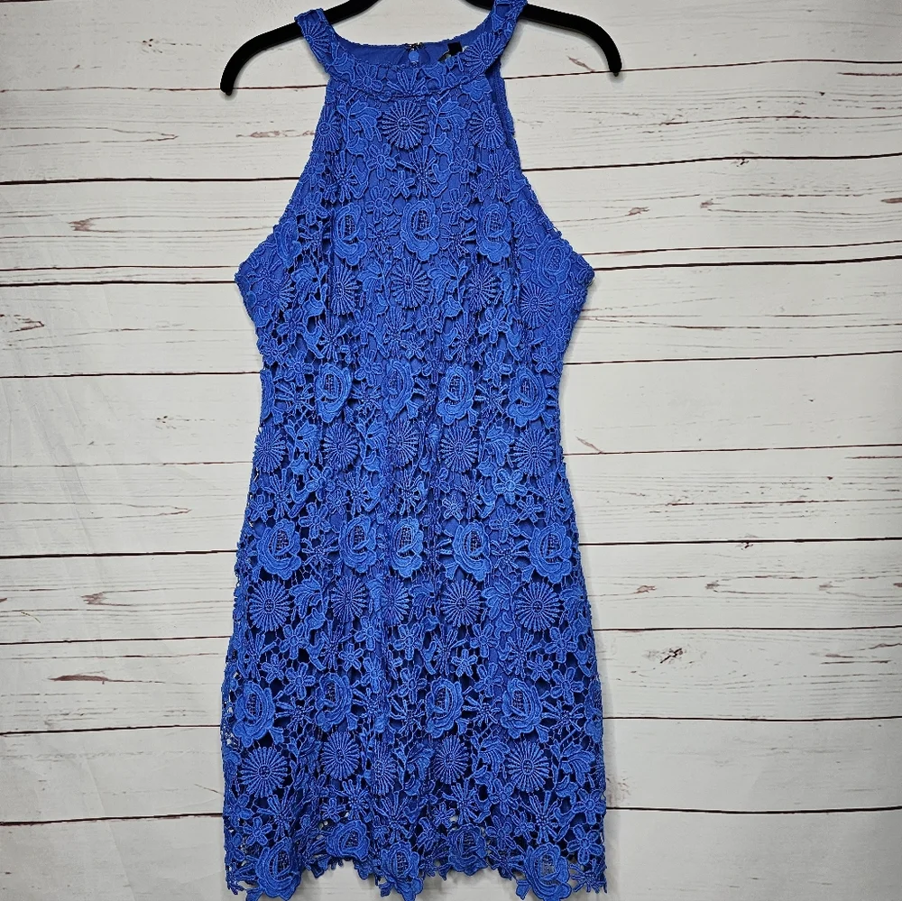 Lulus Love Poem Blue Lace Sheath Dress - Picture 1 of 7